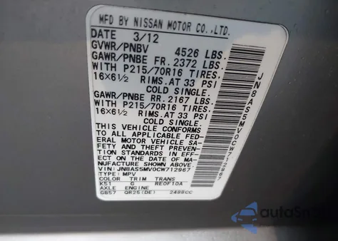 2012 Nissan Rogue S from USA, damaged, VIN JN8AS5MV0CW712967